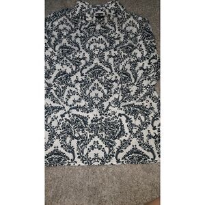 Talbots Petite Women's Blouse‎ Black White Stretch No-Iron Size 6P